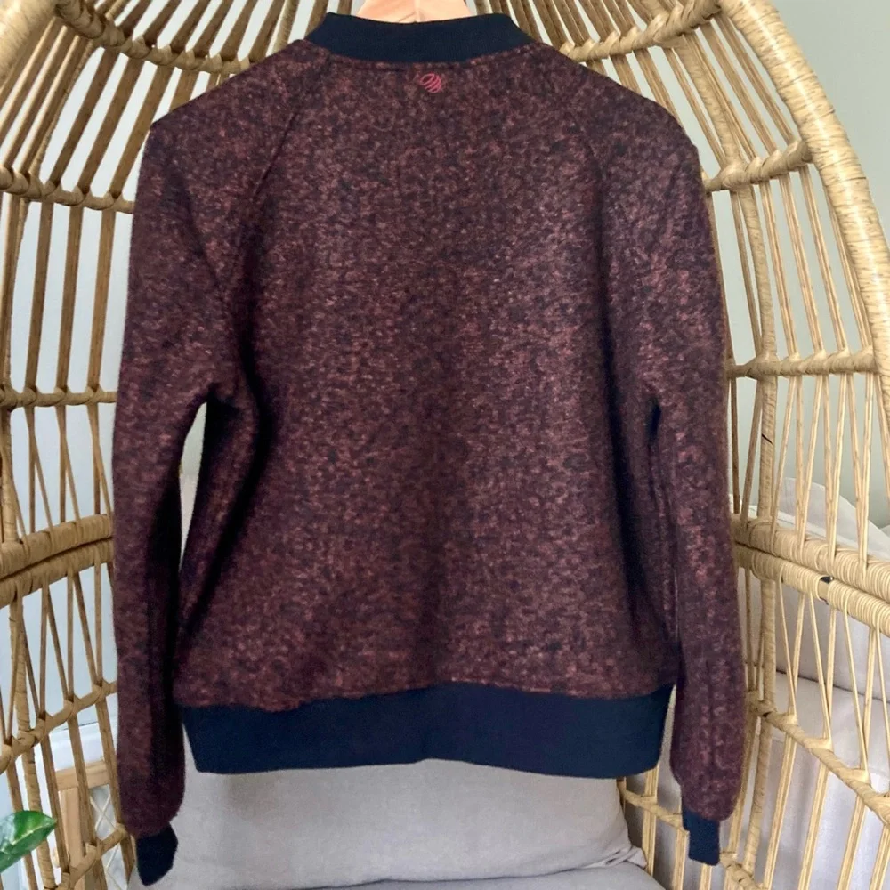 MPG US M Mondetta Women Performance Bomber Jacket Speckled Brown Black Classic - Picture 3 of 8